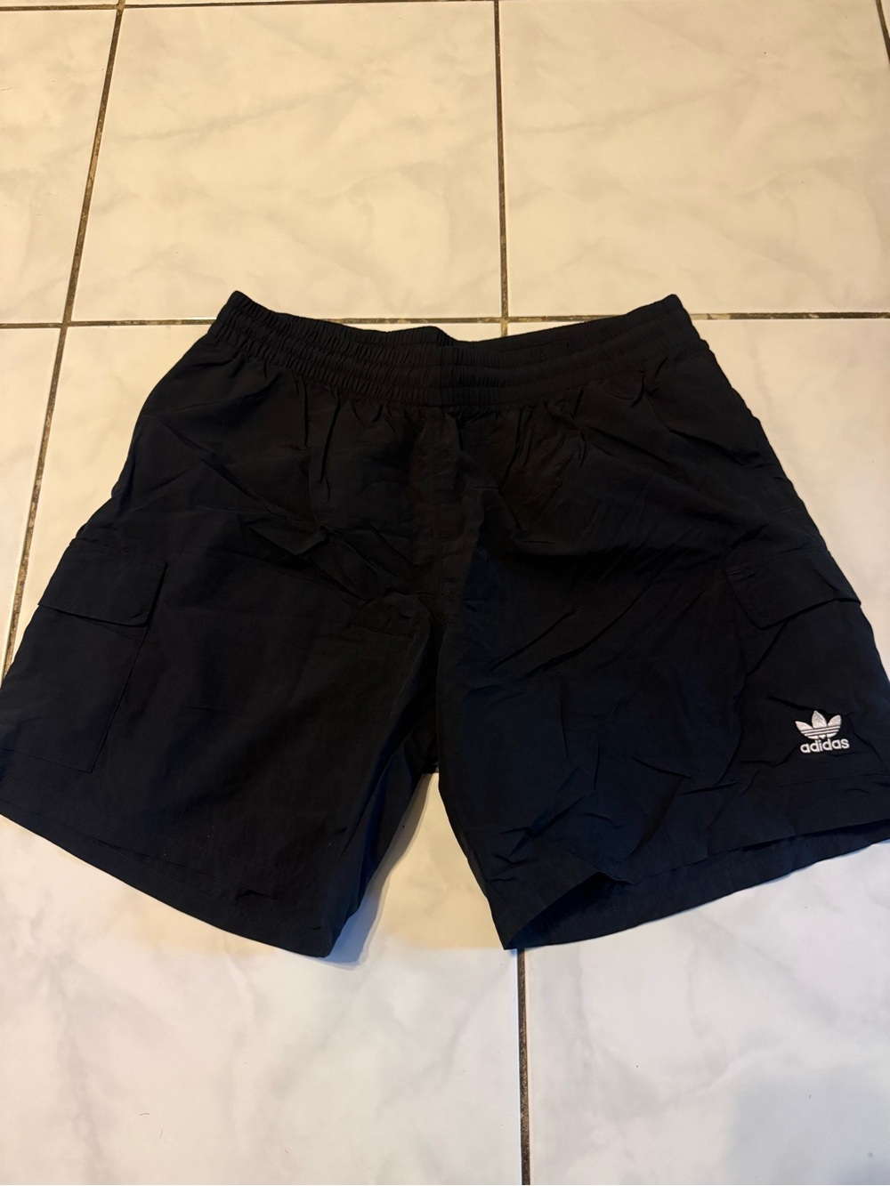 adidas Black Cargo Athletic Shorts with Trefoil Logo